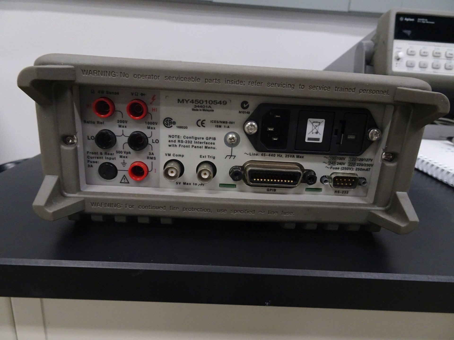 Agilent Model 34401A 6 1/2 Digit Digital Multimeter, sn MY45010549, With Associated Leads - Image 4 of 8