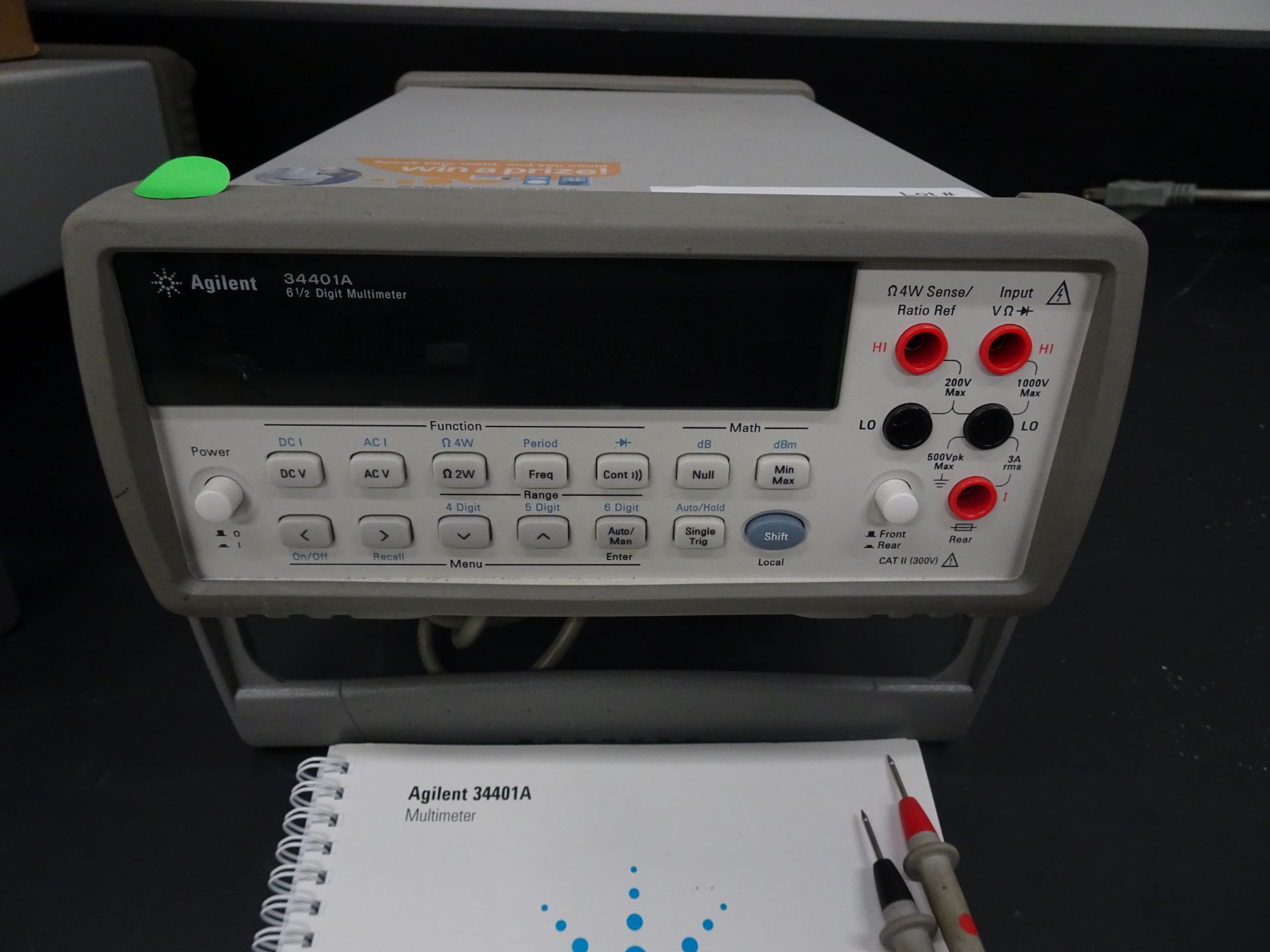 Agilent Model 34401A 6 1/2 Digit Digital Multimeter, sn MY47006580, With Manual and Associated - Image 3 of 5