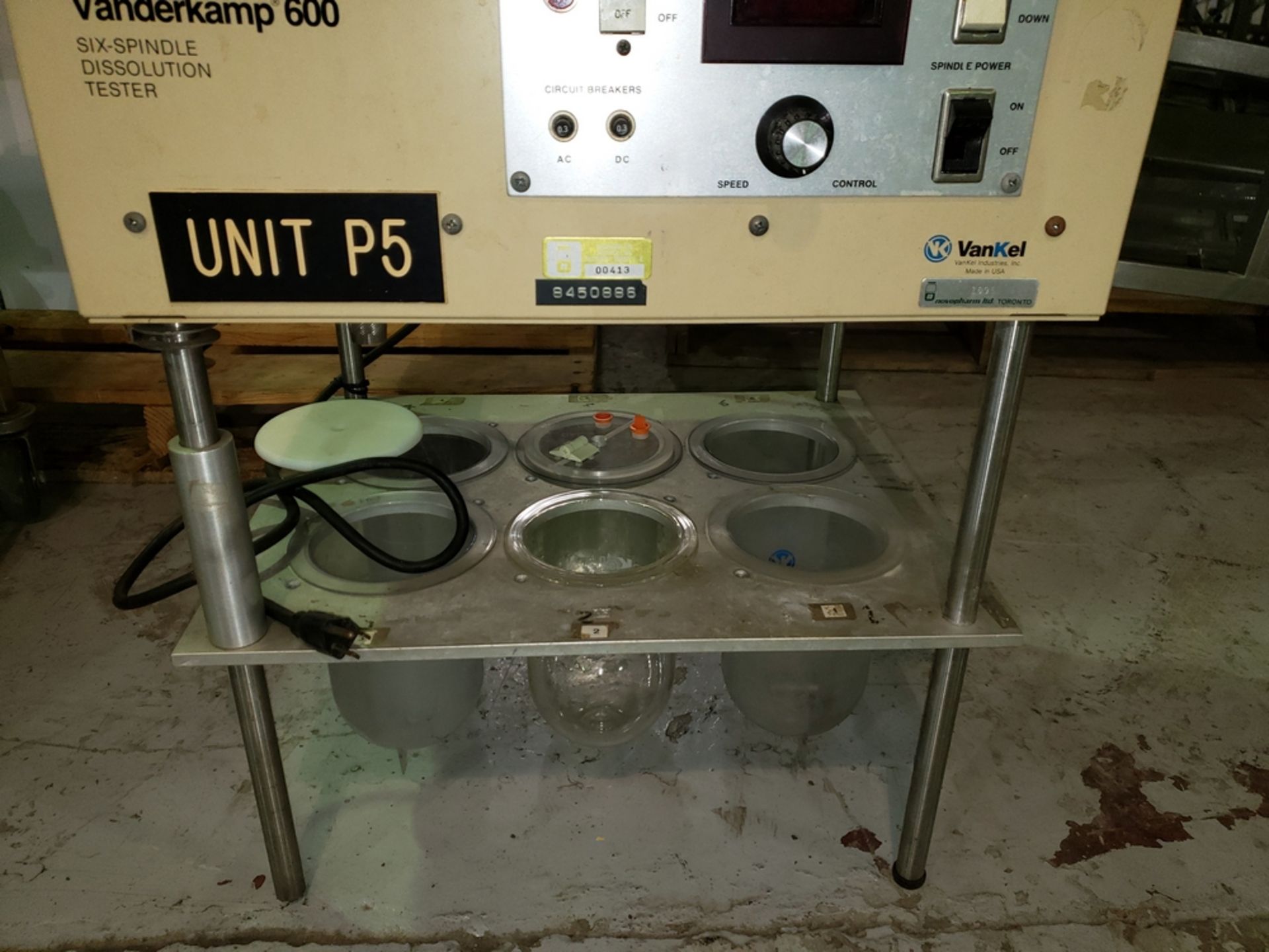 Vanderkamp 600 six spindle dissolution tester, model VK-600, 115 volt, serial no. 1-8450886. - Image 4 of 5