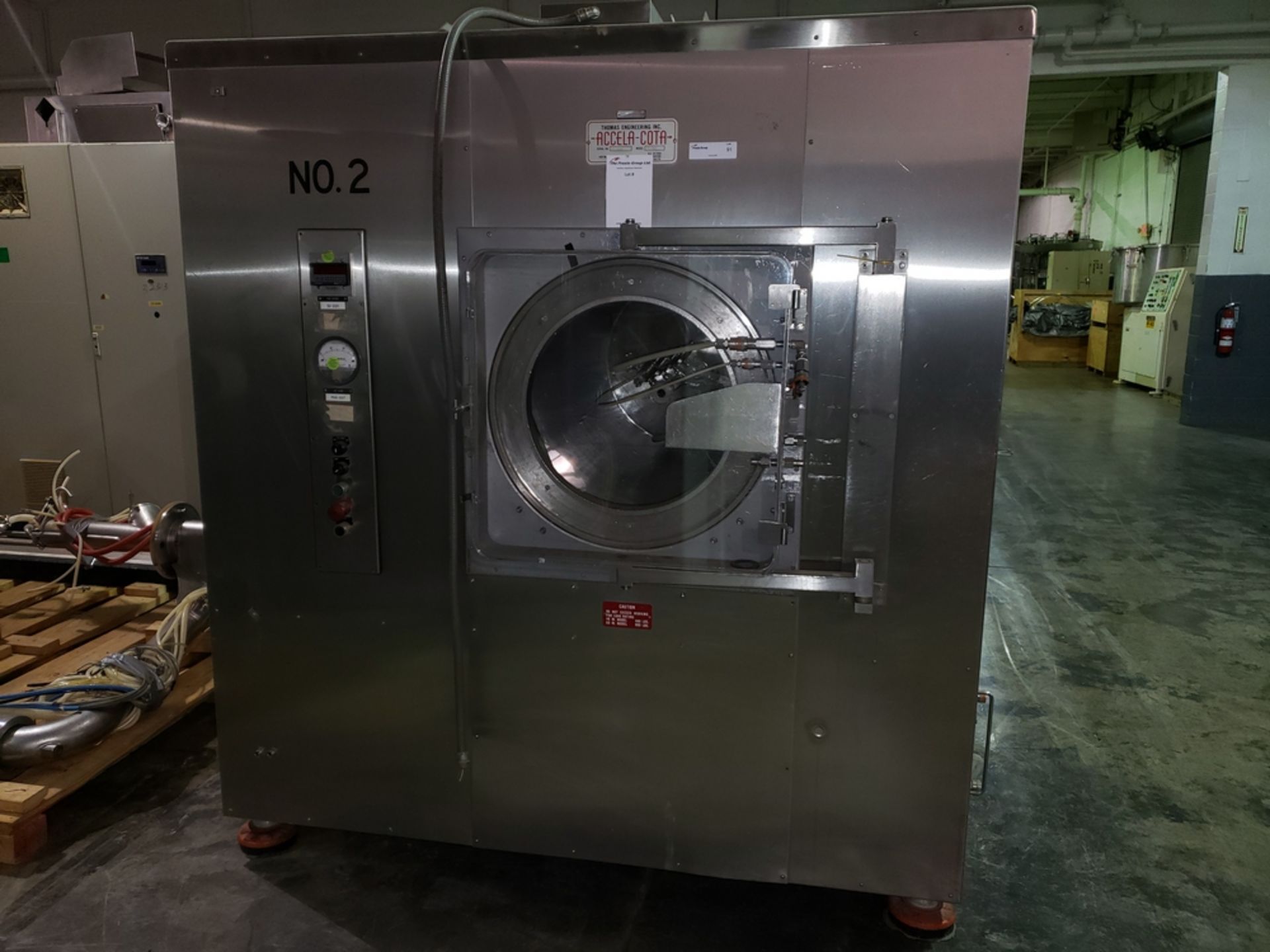 60" Thomas Eng. Accela-Cota Coating Pan Systems Model 60 III, all stainless steel construction,