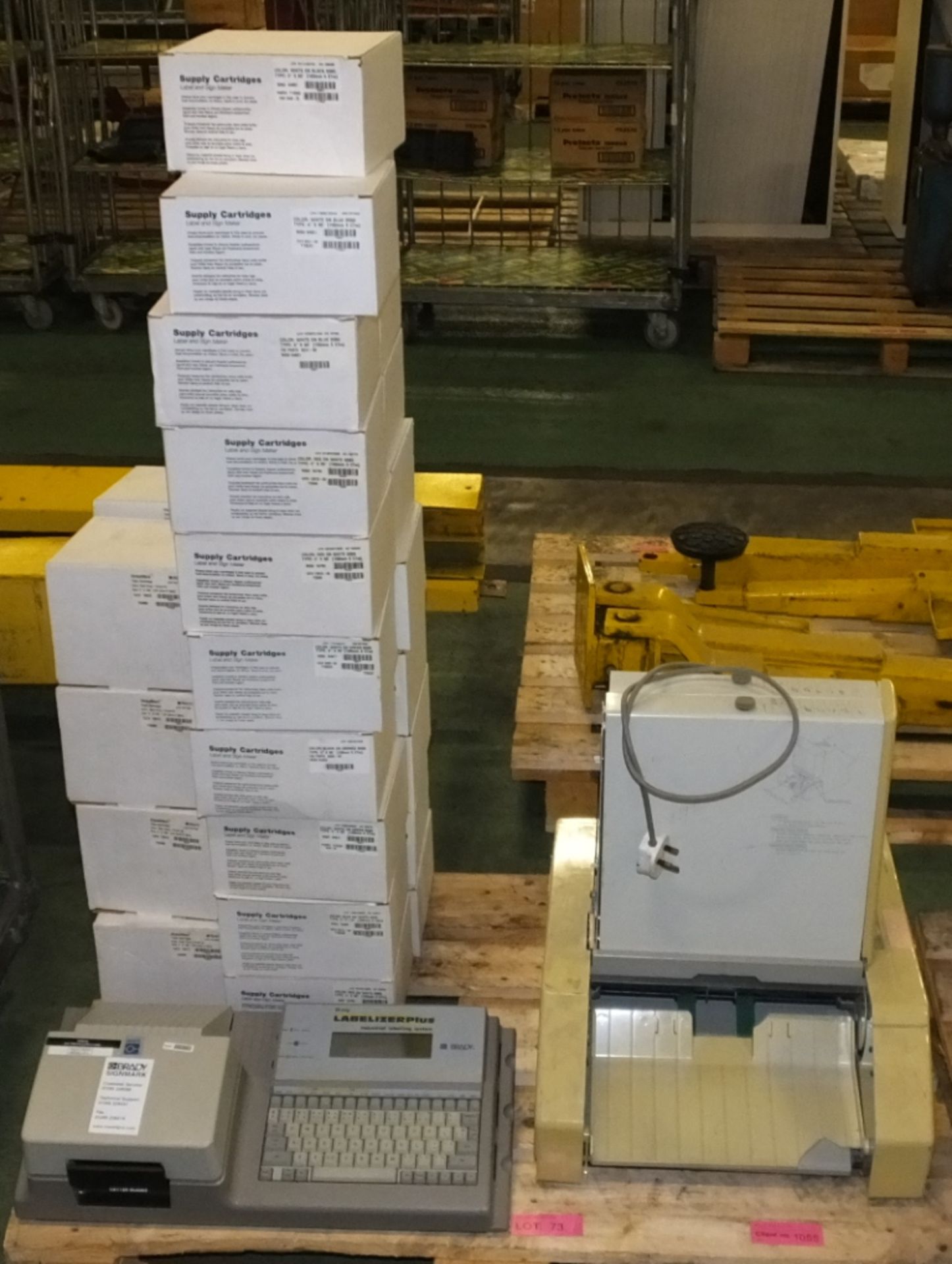 Horizon PF-P320 Folder, Brady Labelizer Plus Industrial Labelling Machine, 21x Boxes of Ca