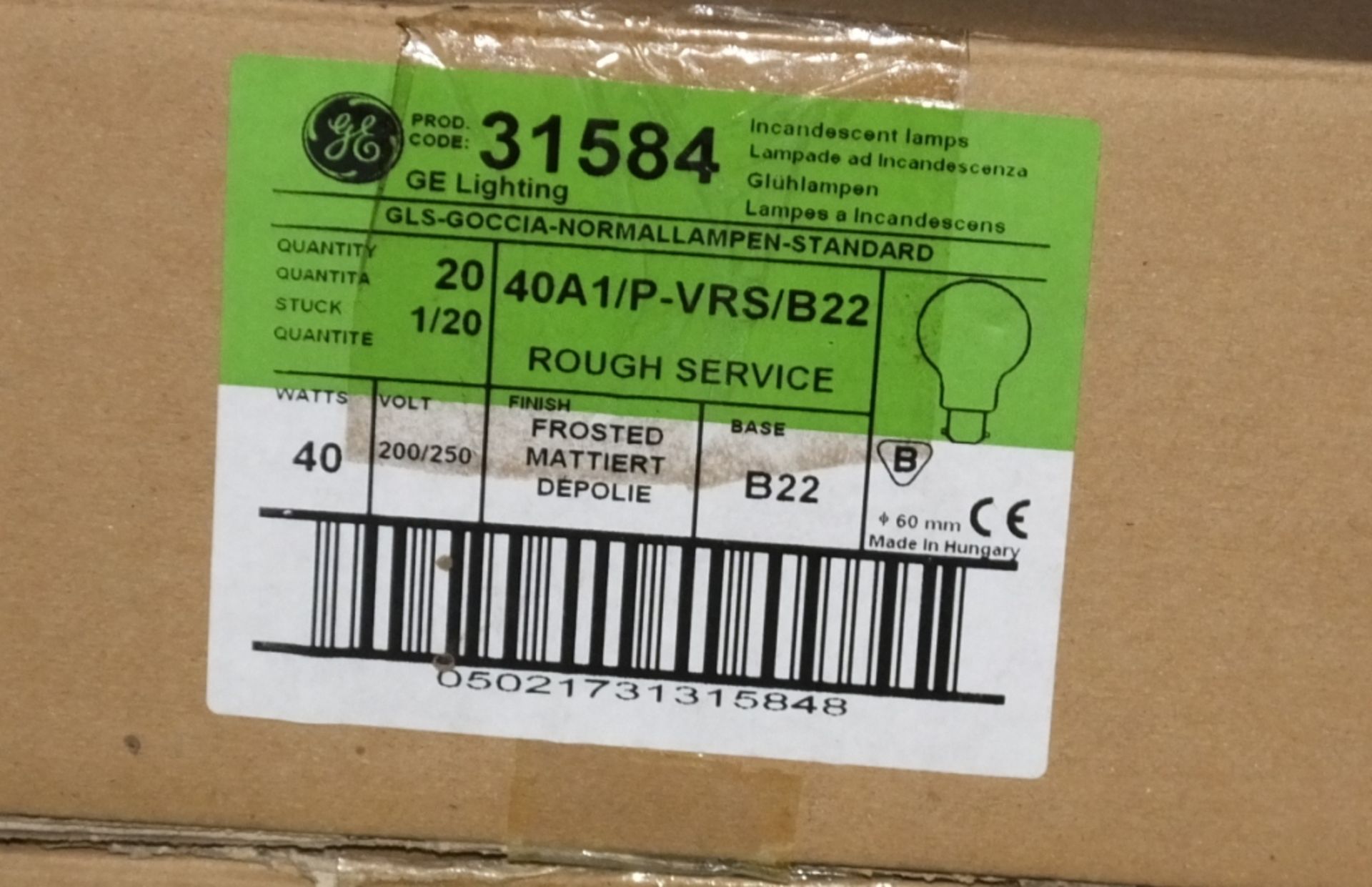 5 boxes GE Lightbulbs 40Watt - 200V Frosted B22 - Image 2 of 3