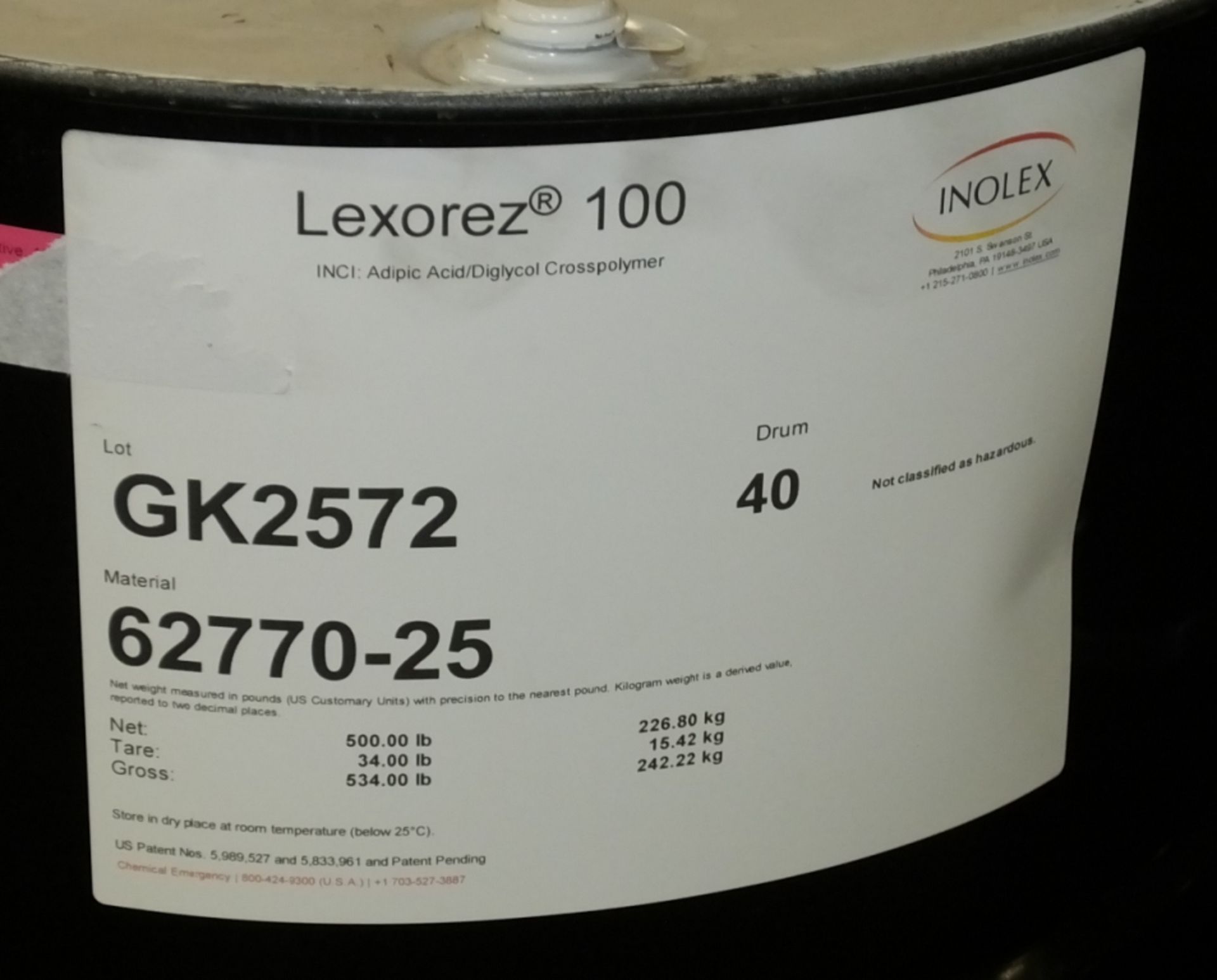 4x Lexorez 100 Adipic Acid 500lb drums - Image 2 of 2