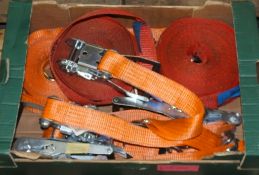 5x Heavy Duty Tie Down Rachets & Straps - Orange