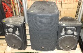 2x Skytec PA Speakers, 1x Studiomaster PA Speaker