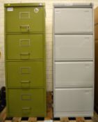 2x Four Drawer Steel Filing Cabinets.