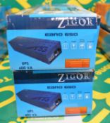 2x Zigor EBRO650 4 Power Outlet Uninterruptible Power Supply - 600VA.