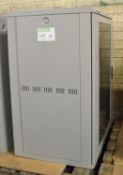 Cabinet with 19" Rack for Electrical Equipment - Some cabling included.