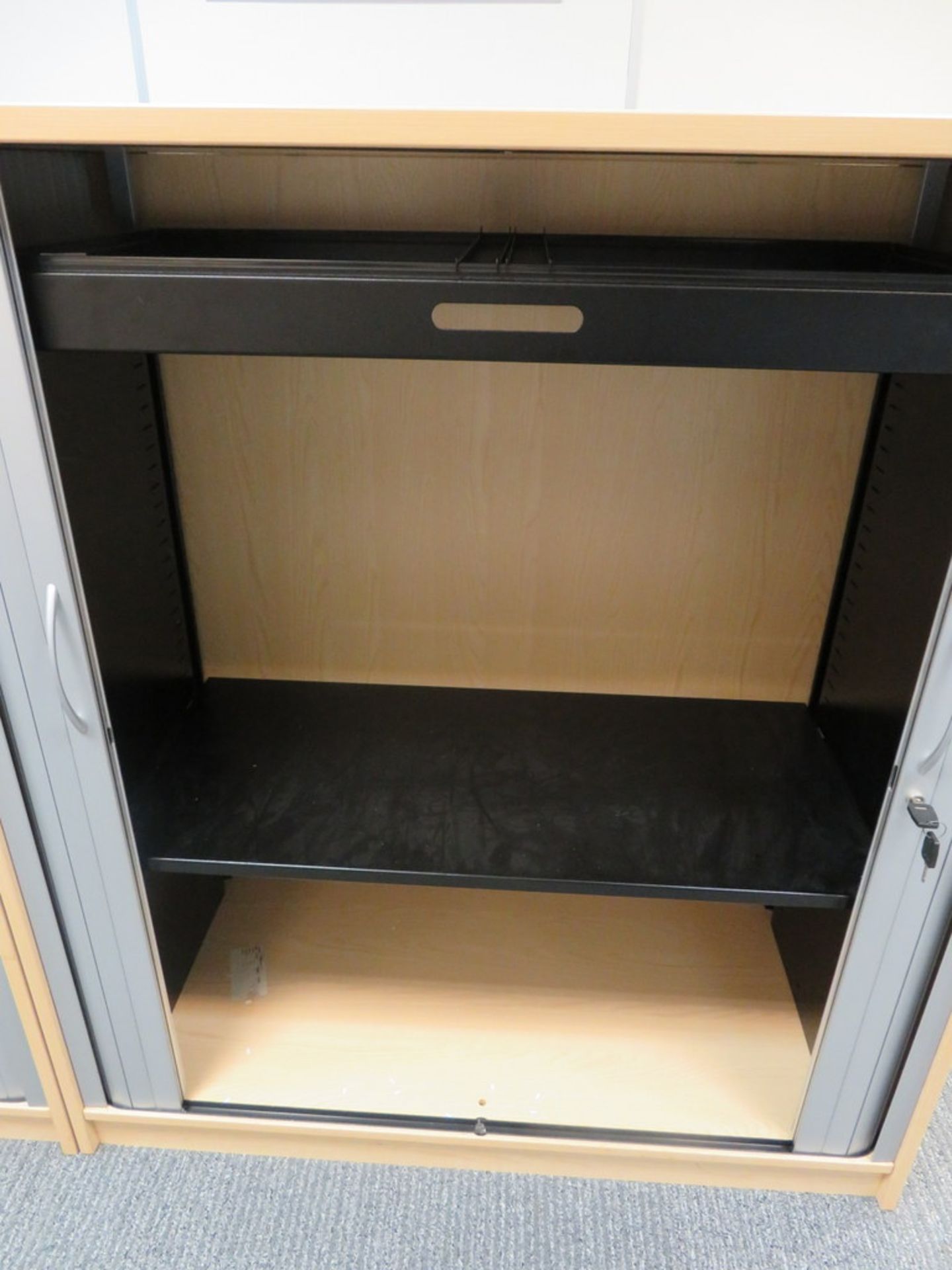 4 X LIGHTWOOD EFFECT TAMBOUR FRONT OFFICE CABINETS - Image 2 of 2