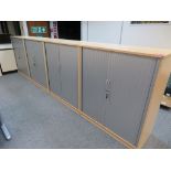 4 X LIGHTWOOD EFFECT TAMBOUR FRONT OFFICE CABINETS