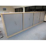 4 X LIGHTWOOD EFFECT TAMBOUR FRONT OFFICE CABINETS