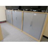 3 X LIGHTWOOD EFFECT TAMBOUR FRONT OFFICE CABINETS