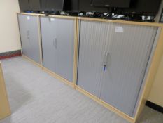 3 X LIGHTWOOD EFFECT TAMBOUR FRONT OFFICE CABINETS