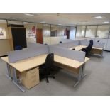 LIGHTWOOD EFFECT 8 PERSON OFFICE DESKPOD (FOR FULL CONTENTS SEE DESCRIPTION)