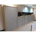 4 X LIGHTWOOD EFFECT TAMBOUR FRONT OFFICE CABINETS AND LARGER SIMILAR CABINET