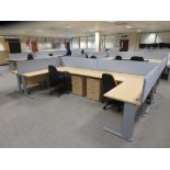 LIGHTWOOD EFFECT 6 PERSON OFFICE DESKPOD (FOR FULL CONTENTS SEE DESCRIPTION)