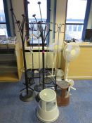 VARIOUS COATSTANDS, OSCILLATING FANS AND OFFICE EQUIPMENT