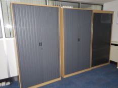 3 X LARGE GREY TAMBOUR FRONT OFFICE CABINETS