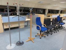 3 X VARIOUS COATSTANDS AND 6 X VARIOUS SWIVEL OFFICE CHAIRS