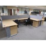 LIGHTWOOD EFFECT 6 PERSON OFFICE DESKPOD (FOR FULL CONTENTS SEE DESCRIPTION)