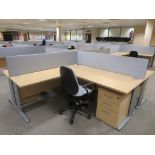 LIGHTWOOD EFFECT 4 PERSON OFFICE DESKPOD (FOR FULL CONTENTS SEE DESCRIPTION)