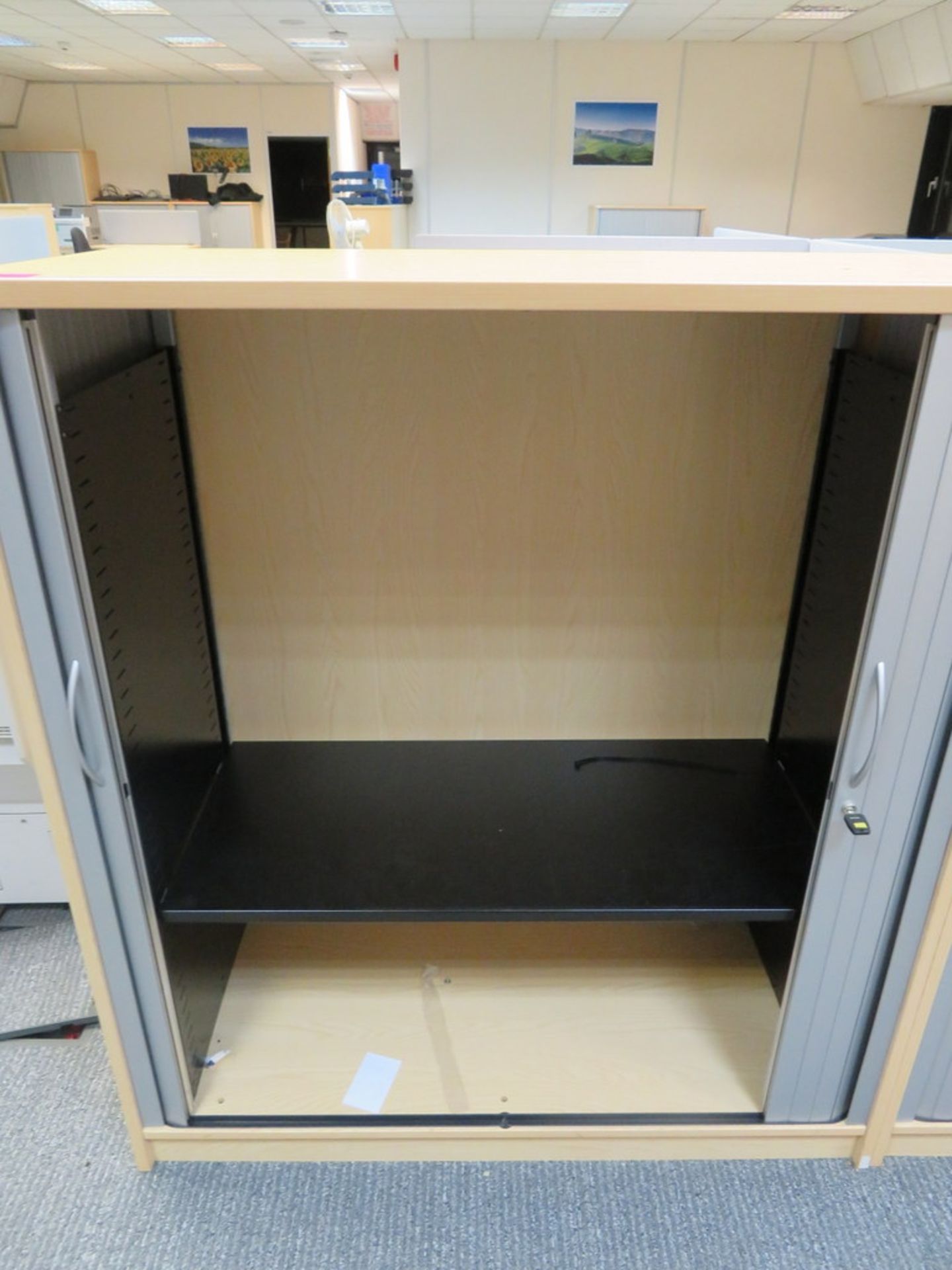 4 X LIGHTWOOD EFFECT TAMBOUR FRONT OFFICE CABINETS - Image 2 of 2