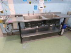STAINLESS STEEL TWIN DEEP BOWL SINK UNIT WITH UNDERTIER