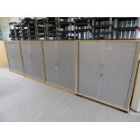 3 X LIGHTWOOD EFFECT TAMBOUR FRONT OFFICE CABINETS