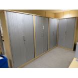 4 X LARGE LIGHTWOOD EFFECT TAMBOUR FRONT OFFICE CABINETS