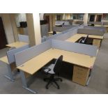 LIGHTWOOD EFFECT 10 PERSON OFFICE DESKPOD (FOR FULL CONTENTS SEE DESCRIPTION)