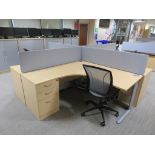 LIGHTWOOD EFFECT 6 PERSON OFFICE DESKPOD (FOR FULL CONTENTS SEE DESCRIPTION)