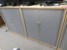 2 X LIGHTWOOD EFFECT TAMBOUR FRONT OFFICE CABINETS
