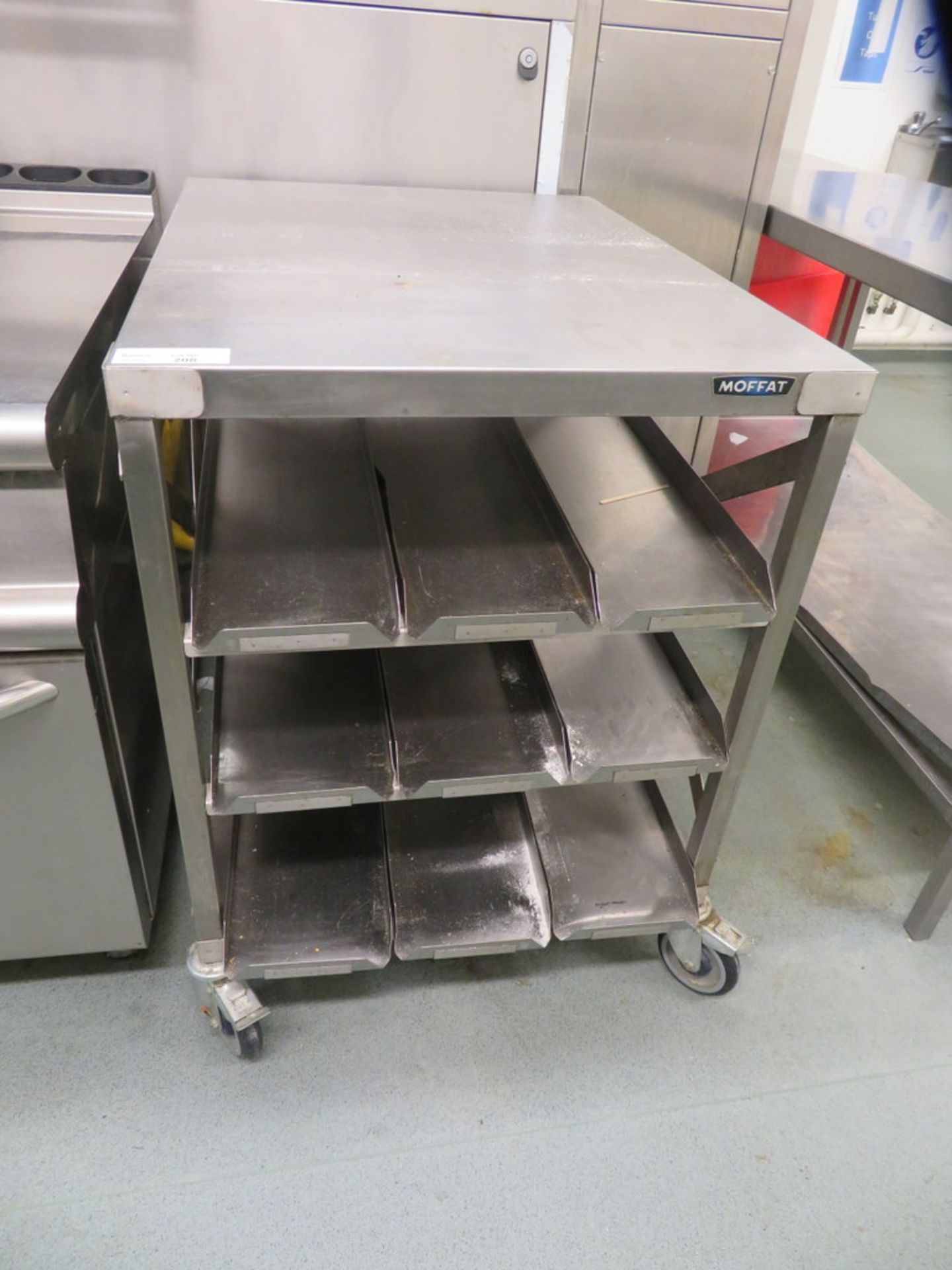 MOFFAT MOBILE STAINLESS STEEL THREE TIER BUN SHELF