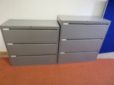 6 X GREY METAL FILING UNITS AND QTY OF OFFICE DIVIDER SCREENS