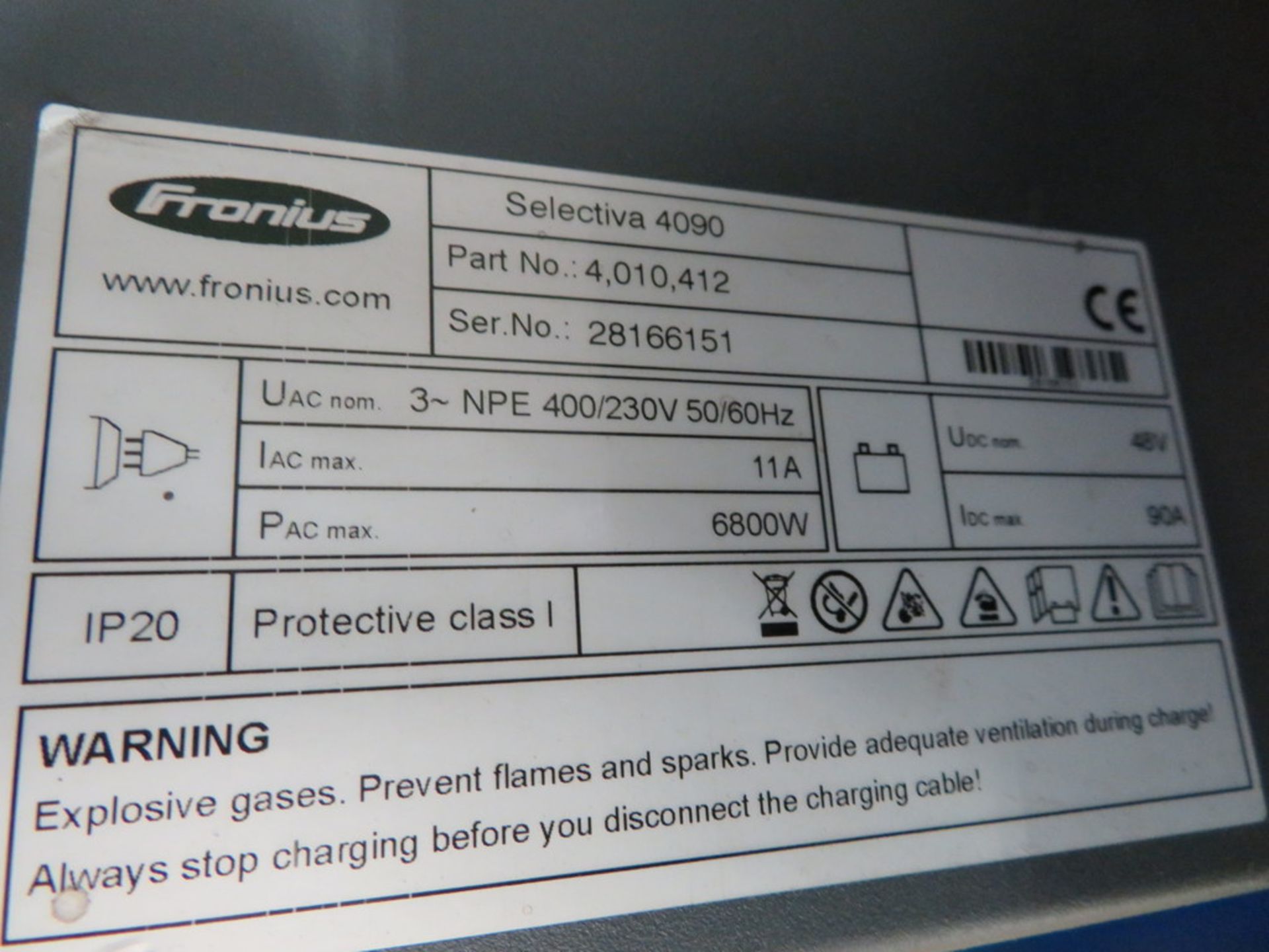 FRONIUS SELECTIVA 4090 8KW - 48V BATTERY CHARGER; SERIAL NO 28166151 - Image 2 of 2