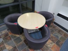 LIGHTWOOD EFFECT CIRCULAR PEDESTAL TABLE AND 3 X TUB CHAIRS