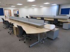 20 X LIGHTWOOD EFFECT CURVED FRONT OFFICE DESKS WITH