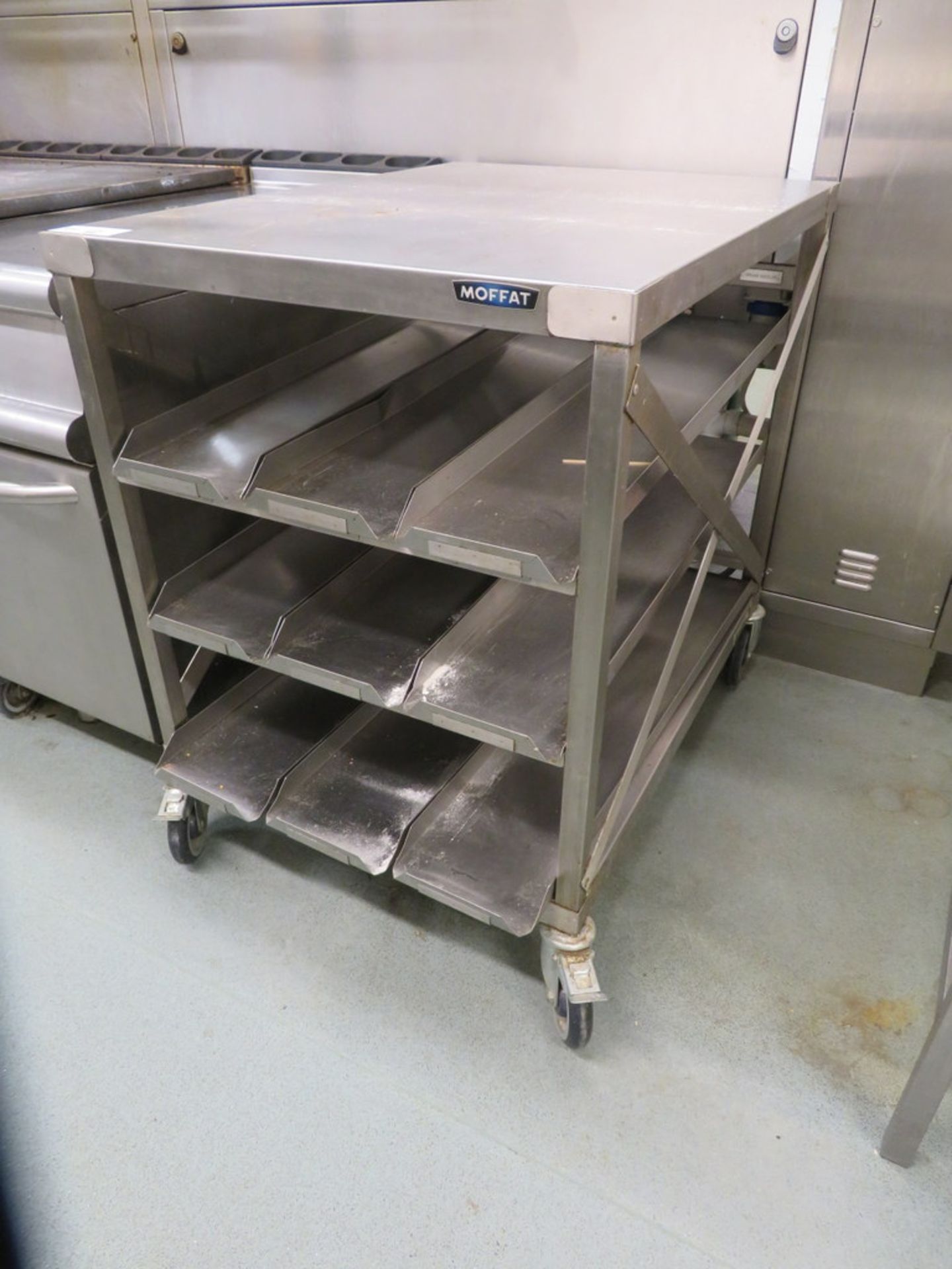 MOFFAT MOBILE STAINLESS STEEL THREE TIER BUN SHELF - Image 2 of 2