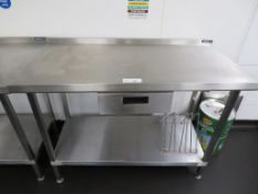 MOFFAT STAINLESS STEEL PREP TABLE WITH DRAWER, UNDERTIER