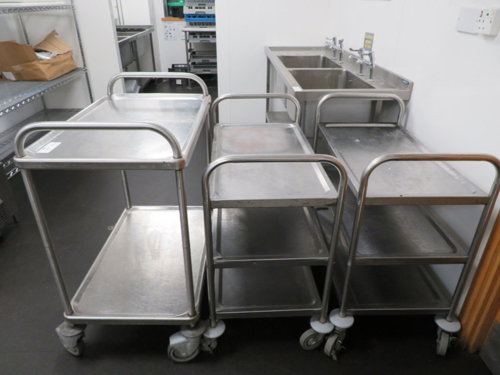 3 X STAINLESS STEEL TROLLEYS