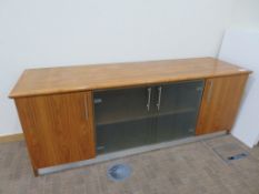 WALNUT STYLE SIDEBOARD WITH FROSTED GLASS DOORS