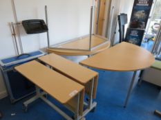 4 X LIGHTWOOD EFFECT HALF-MOON OFFICE TABLES