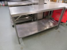 STAINLESS STEEL PREP TABLE WITH UNDERSHELF; 1500 X 610 X 890MM