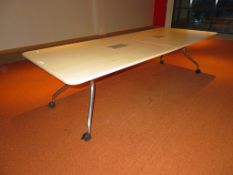 LIGHTWOOD EFFECT RECTANGULAR OFFICE TABLE WITH POWER POINTS