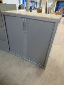 LIGHTWOOD AND GREY TAMBOUR FRONT CABINET