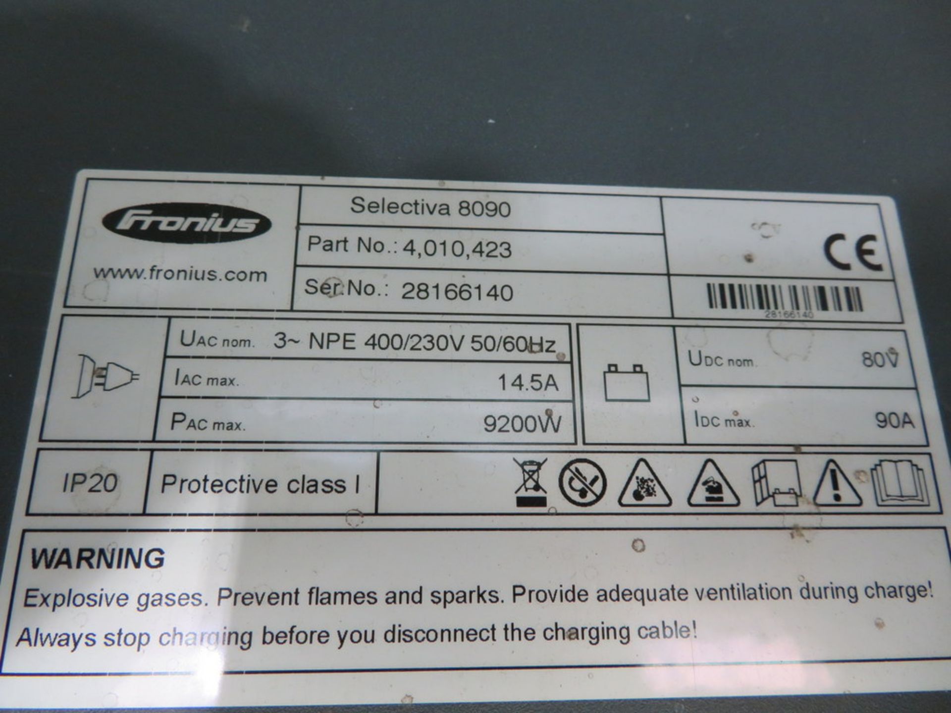 FRONIUS SELECTIVA 8090 8KW - 80V BATTERY CHARGER; SERIAL NO 28166140 - Image 2 of 2