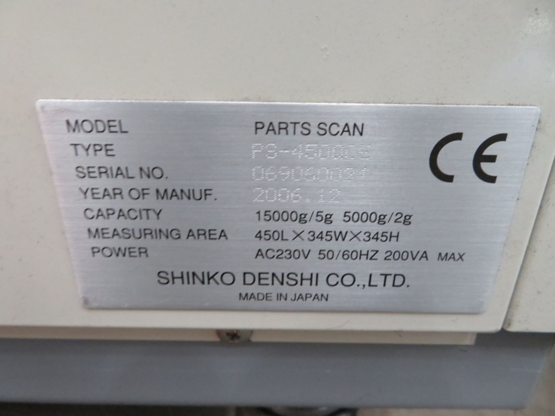 2006 SHINKO DENSHI CUBISCAN 50-PS PARTS SCANNER; TYPE PS-4500CE; - Image 2 of 4