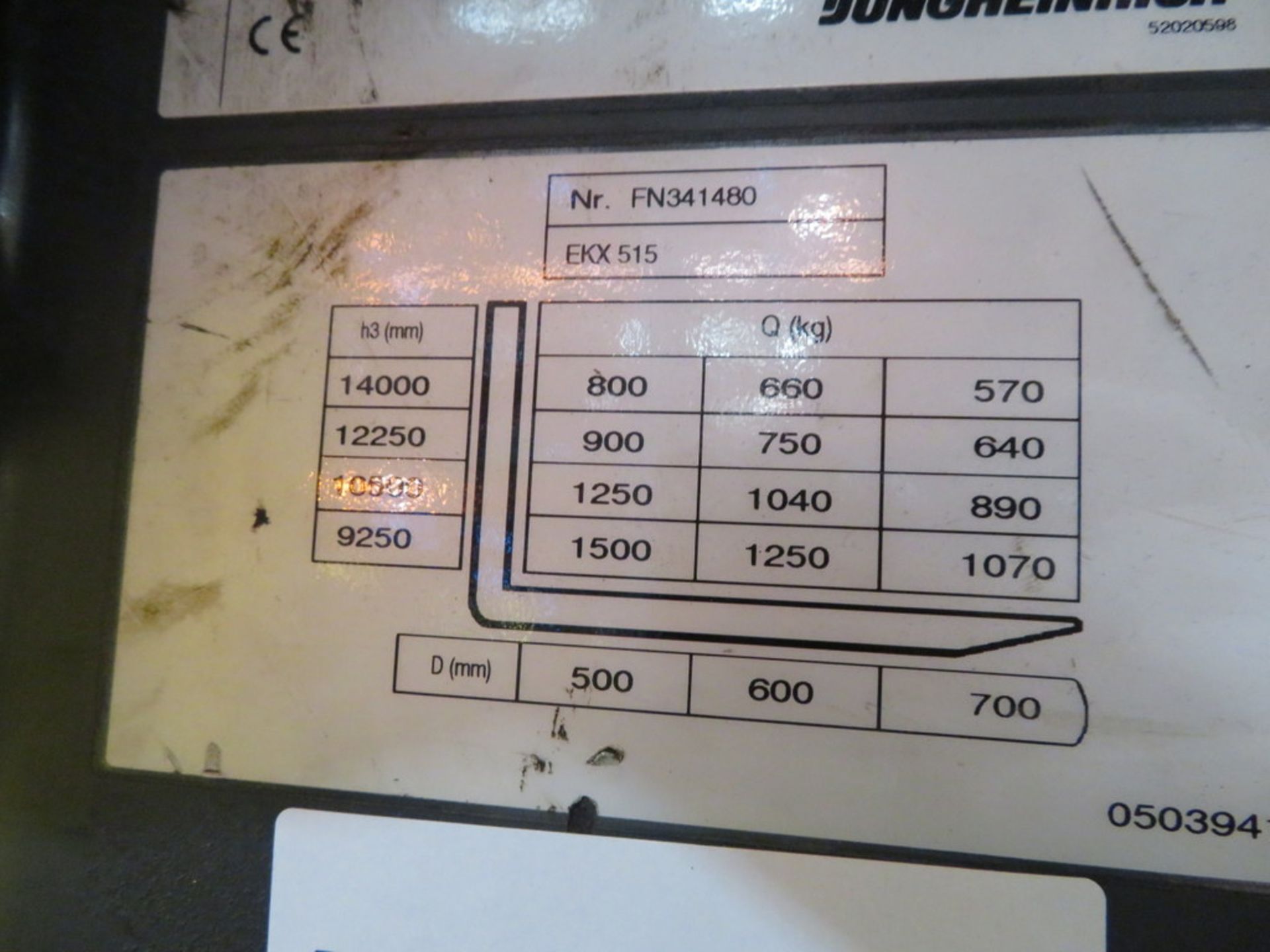 2006 JUNGHEINRICH MODEL EKX 515 1500KG ELECTRIC HIGH RACK STACKER TRUCK - Image 3 of 4