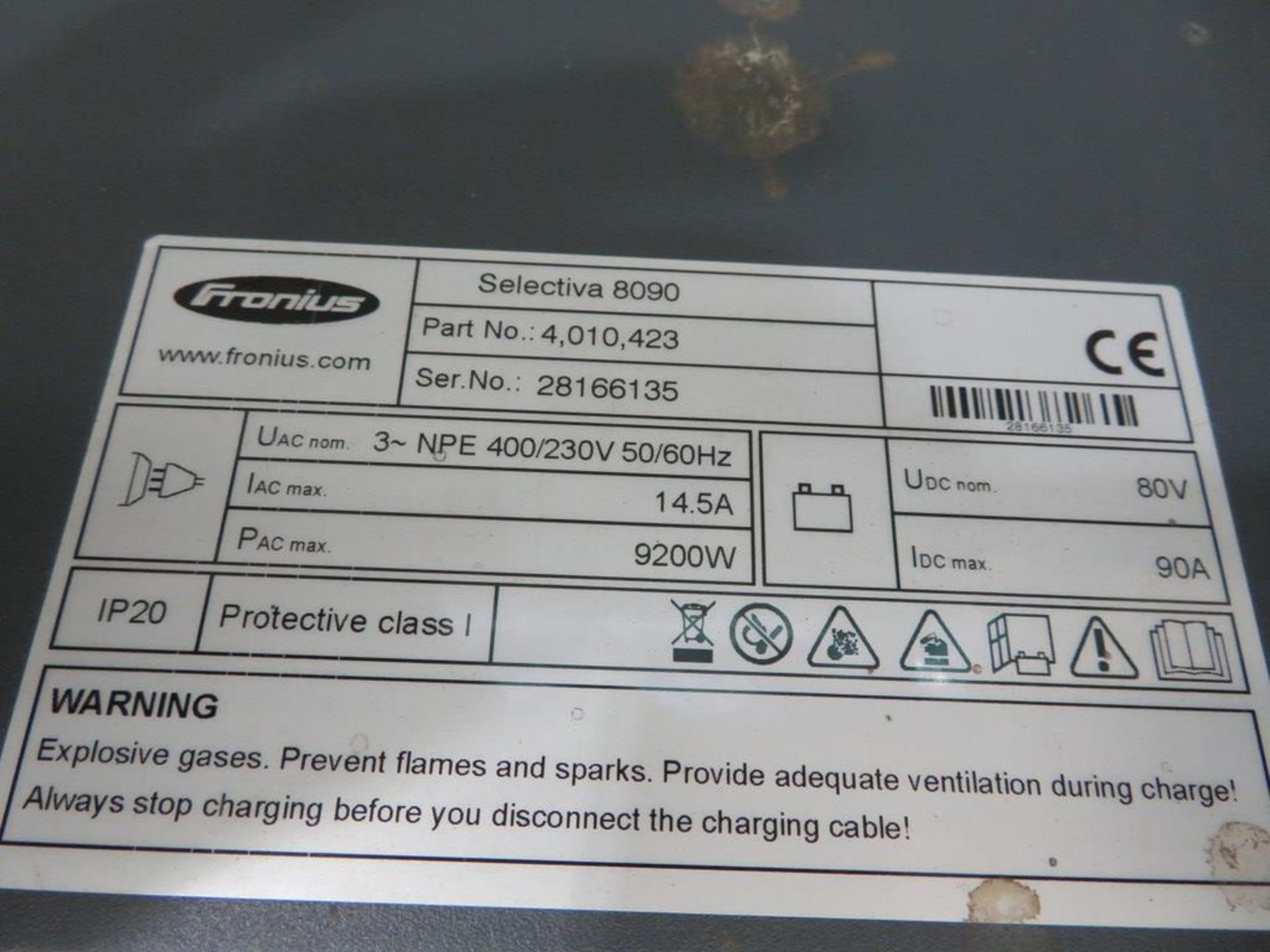 FRONIUS SELECTIVA 8090 8KW - 80V BATTERY CHARGER; SERIAL NO 28166135 - Image 2 of 2