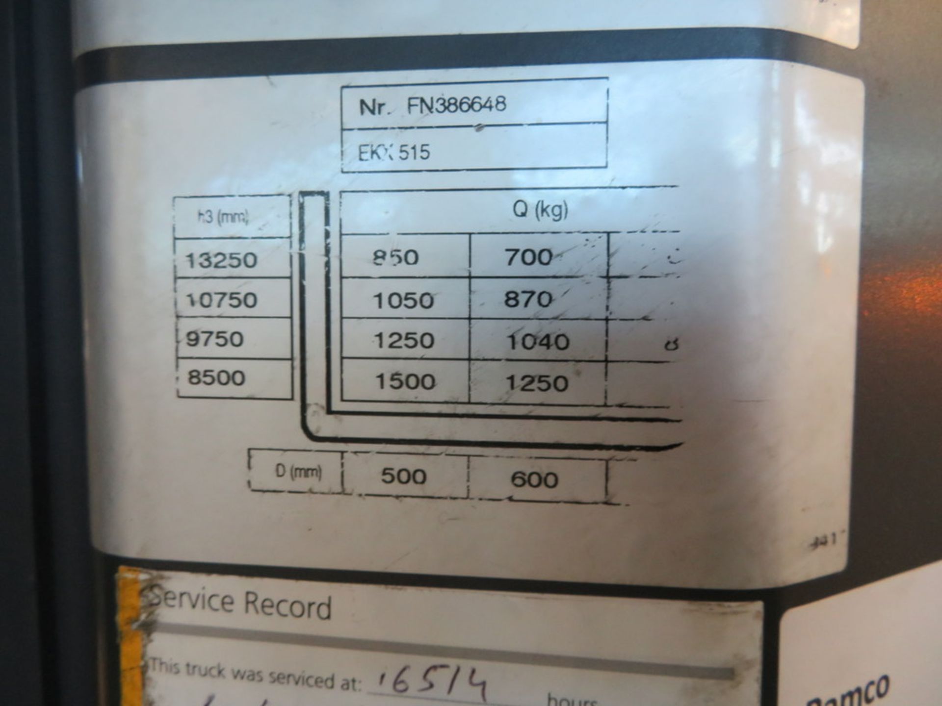 2008 JUNGHEINRICH MODEL EKX 515 1500KG ELECTRIC HIGH RACK STACKER TRUCK - Image 3 of 4